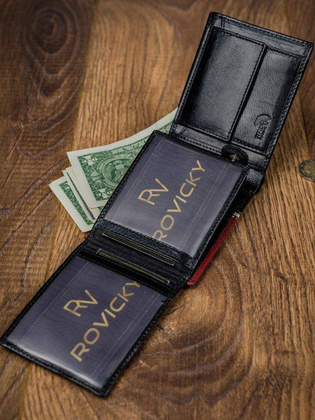 Poziomy portfel męski dwukolorowy, skóra naturalna HQ Rovicky