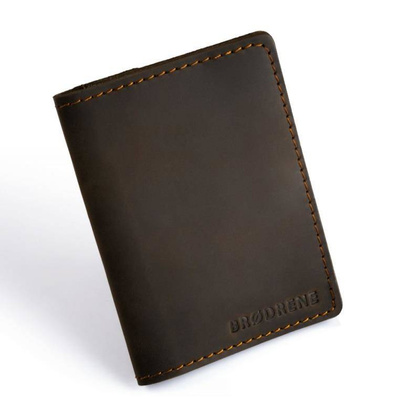 Brązowy cienki portfel ze skóry naturalnej z bilonem slim wallet BRØDRENE SW04 - min. zamówienie 20 / 50 / 100 szt.