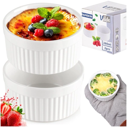 Miseczki do zapiekania porcelanowe białe 260 ml 2 szt.