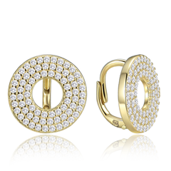 MINET Luksusowe pozłacane kolczyki srebrne z białymi cyrkoniami
