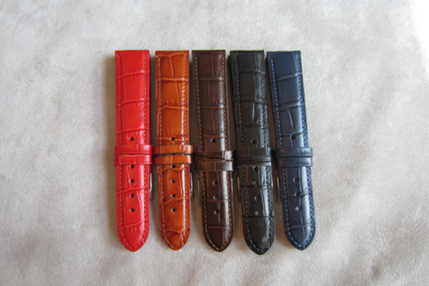 LAVVU Brązowy szyty pasek CROCO z luksusowej skóry Top Grain - 18