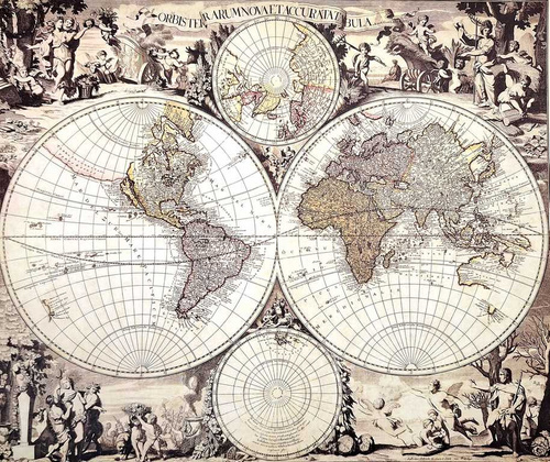 Mapa świata 1686r. - G. Valck reprint - M1686 – Prezent dla historyka