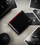 Portfel męski skórzany N992-RVT Black+Red