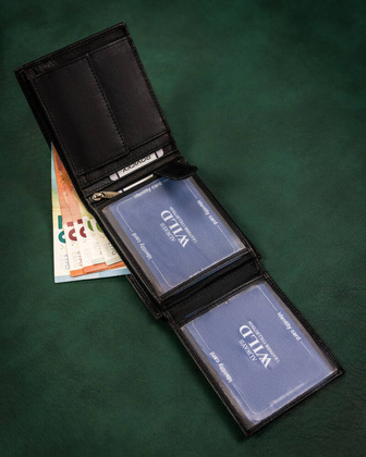 Duzy skorzany portfel meski z systemem RFID Protect