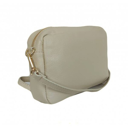 Urocza Włoska skórzana listonoszka Vera Pelle , pojemna złote okucia Jasny Beż MCZ45T