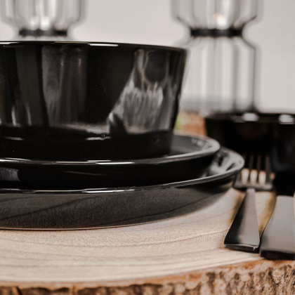 Talerz obiadowy płaski płytki porcelanowy czarny duży 24 cm