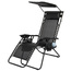 Fotel leżak ogrodowy składany z daszkiem i zagłówkiem czarny