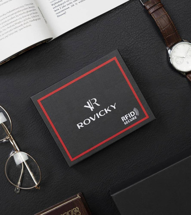 Pionowy portfel męski ze złotym akcentem, skóra naturalna licowa