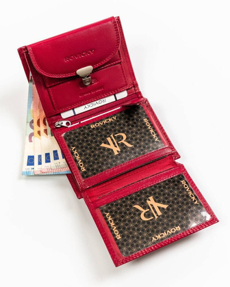 Maly skorzany portfel damski na zatrzask