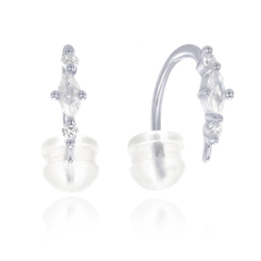 MINET Eleganckie przeciągane kolczyki srebrne z białymi cyrkoniami