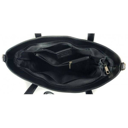 Włoska skórzana klasyczna torebka na ramię Vera Pelle ,format A4, Szara - Grafit VBZ66G