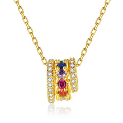 Naszyjnik stal szlachetna pozłacana 14k złotem, kółka z cyrkoniami NST2118