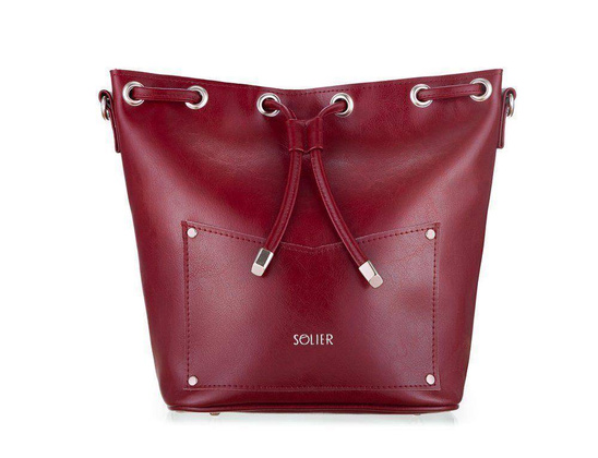 Skórzana torba damska listonoszka Nea FL19 burgundowa - min. zamówienie 20 / 50 / 100 szt.