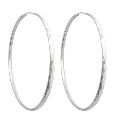 MINET Szczotkowane srebrne kolczyki PIERŚCIONKI 5 cm