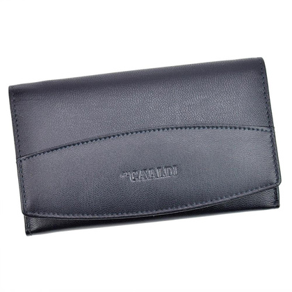 Duży, poziomy skórzany portfel damski z systemem rfid