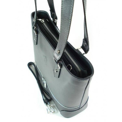 Porządna,praktyczna włoska torebka na ramię a4 szara - grafit V335G