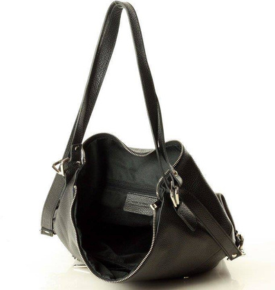 MARCO MAZZINI Niezawodna torebka plecak z naturalnej skóry czarny - min. zamówienie 20 / 50 / 100 szt.