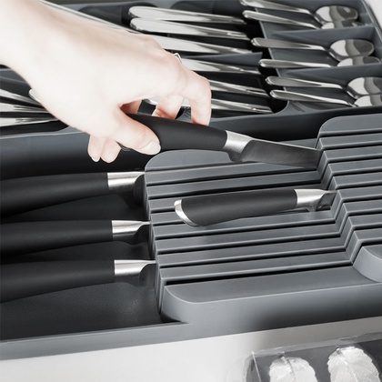 Organizer wkład do szuflady na noże kuchenne szary 39x14,5x7,5 cm