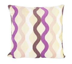Poduszka beżowa w zygzaki z fioletem