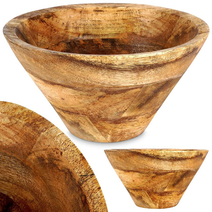 Miska misa na owoce do serwowania dań drewniana 19,5 cm 1 l