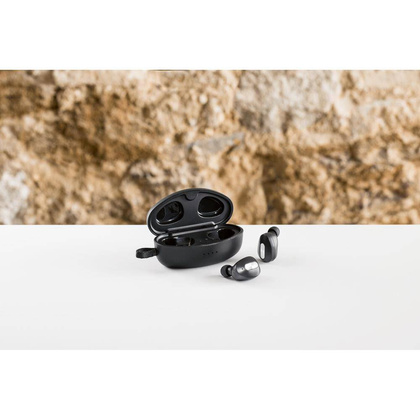 DESCRY. Bezprzewodowa ładowarka z cynku i bezprzewodowe słuchawki douszne z metalu i akrylu ABS