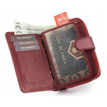 Mały skórzany portfel damski rfid