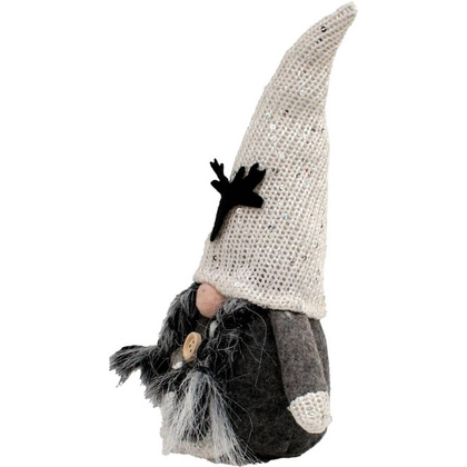 SKRZAT GNOM DEKORACYJNY 25CM Z CEKINAMI SZARY GIRL