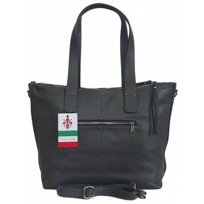 Trzy komory,duża Włoska skórzana torba na ramię mieści A4 ,Vera Pelle Szara WA554G