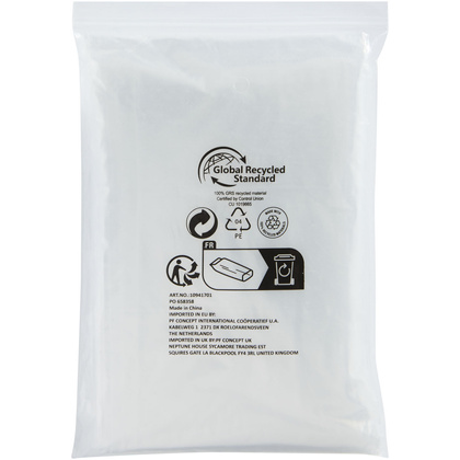 Mayan jednorazowe poncho przeciwdeszczowe z recyklingu z certyfikatem GRS, z pokrowcem do przechowywania