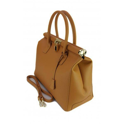 Duży kufer- torba kłódka A4 Włoska Vera Pelle , Camel AL35C