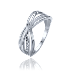 MINET Pierścien srebrny z diamentowym szlifem wielkość 23