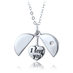 MINET Srebrny naszyjnik z otwieranym zawieszką i serduszkiem z napisem „I love you”
