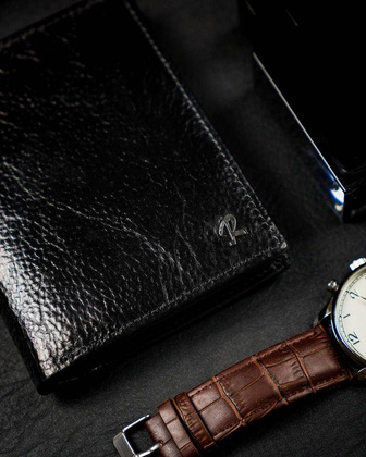 Skórzany portfel męski z RFID Rovicky Czarny