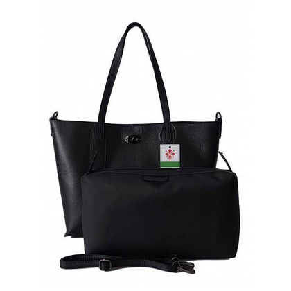 Pojemna włoska torba Shopper bag ,skórzana na ramię mieści A4 ,Vera Pelle , Czarna SB755N