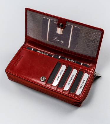 Duży, skórzany portfel damski na zamek