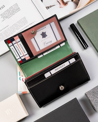 Duży portfel damski z bydlęcej skóry naturalnej