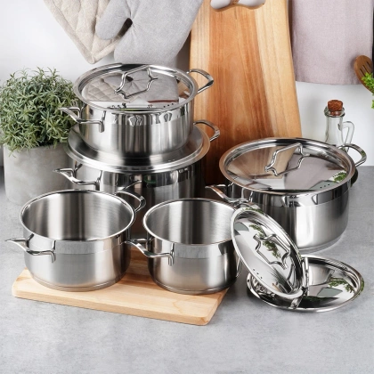 Zestaw garnków garnki stalowe 18/10 PREMIUM 10 el.