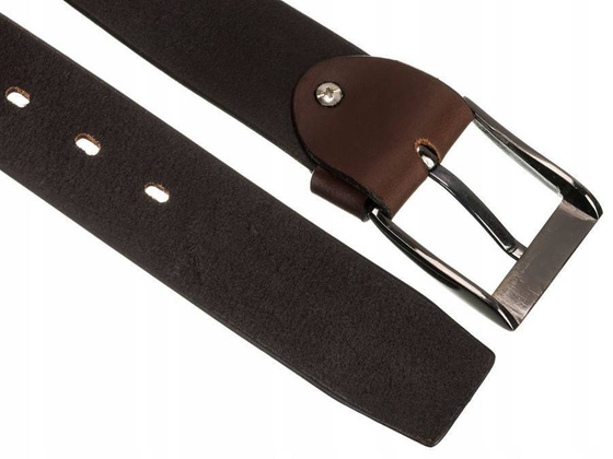 Skórzany pasek męski z klasyczną klamrą Peterson Brązowy