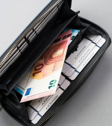 Portfel damski ze skóry eko z printem - cavaldi