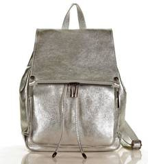 Praktyczny plecak z naturalnej skóry DALLAS srebrny - min. zamówienie 20 / 50 / 100 szt.
