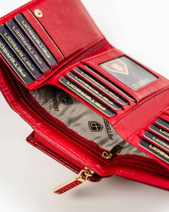 Portfel damski ze skory naturalnej z systemem RFID