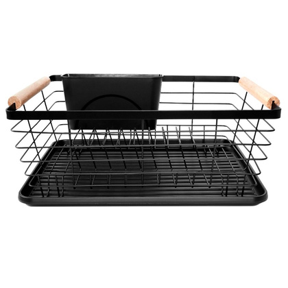 Suszarka na naczynia talerze sztućce czarna ociekacz do naczyń 38x30,5x15,5 cm