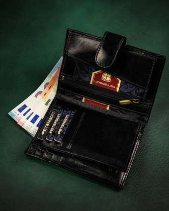 Duzy skorzany portfel meski na zatrzask