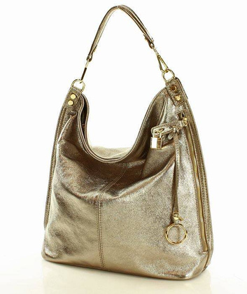 Ponadczasowa torebka worek skórzana - Renella dark bronzo złota - min. zamówienie 20 / 50 / 100 szt.