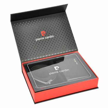 PIERRE CARDIN Zestaw prezentowy Męski Portfel + Pasek ZG-71 120 Czarny