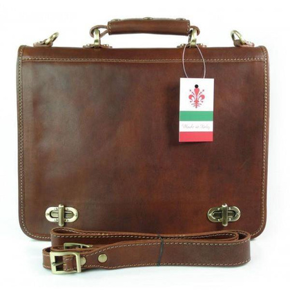 Teczka , męska aktówka ,skóra naturalna dwie przegrody Brązowa TM76M