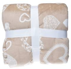 Koc beżowy w serca 150x200cm