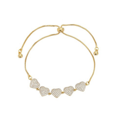 Bransoletka na rękę stal chirurgiczna pozłacana 14k złotem, SERCA cyrkonie BST1534