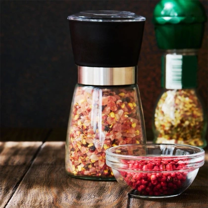 Młynek do mielenia przypraw do pieprzu i soli szklany ręczny 13 cm