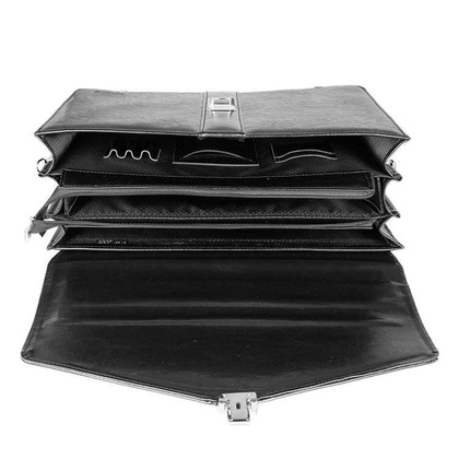 Skórzana teczka męska aktówka na laptopa czarna - Pavone Nero Modena 2195 BL